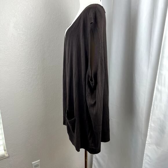 Roamans Cardigan Womens 4X Brown Sleeveless Sweater Vest V Neck Minimalist Layer - Picture 4 of 11